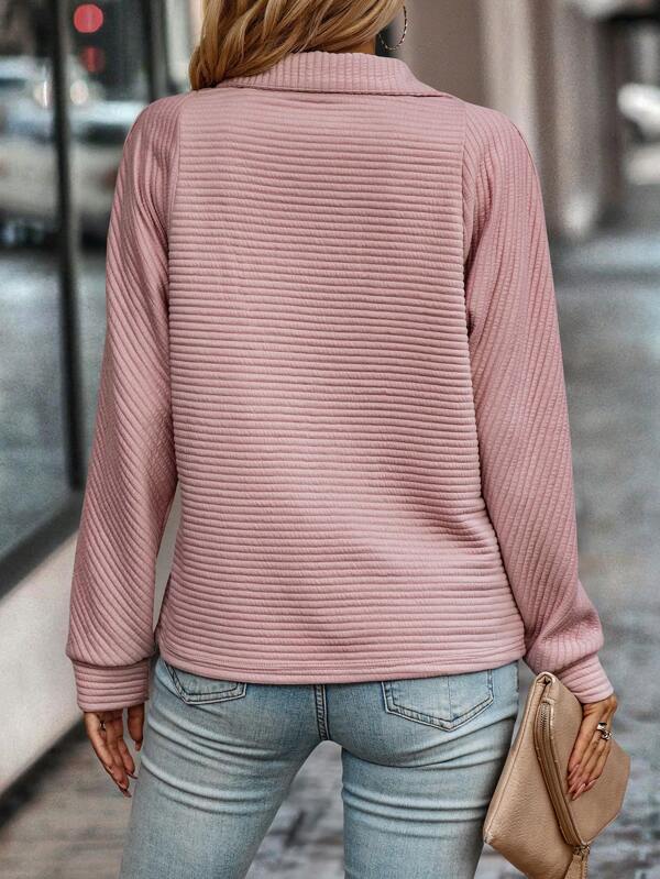 Leyna | Ribbed Zip Neck Sweater