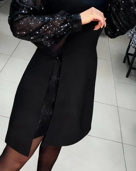 Iwona | Shimmer Puff Sleeve Dress