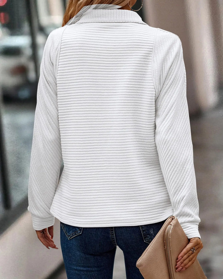 Leyna | Ribbed Zip Neck Sweater