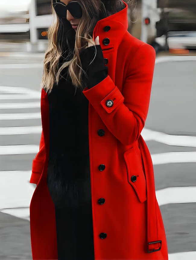 Adila | High Collar Long Coat