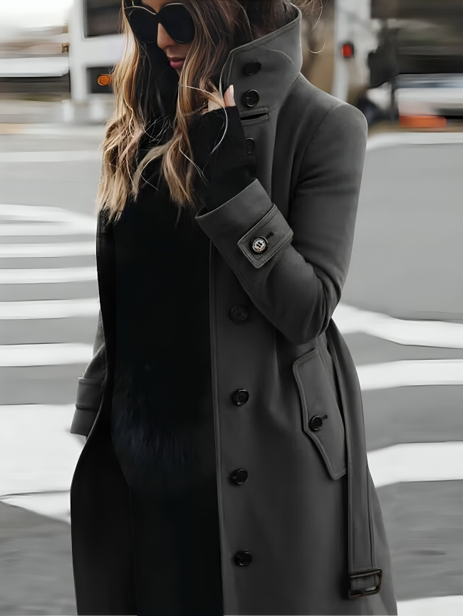 Adila | High Collar Long Coat