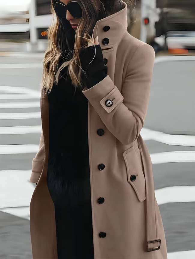 Adila | High Collar Long Coat