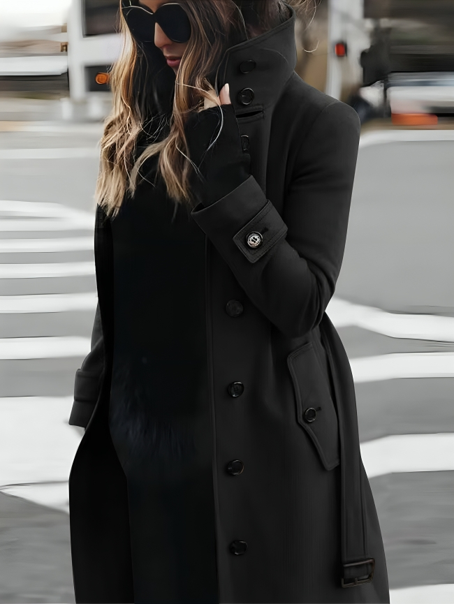 Adila | High Collar Long Coat