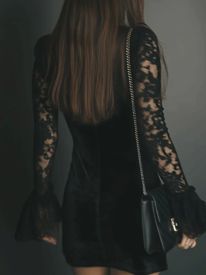 Orinthia | Velvet Lace Mini Dress